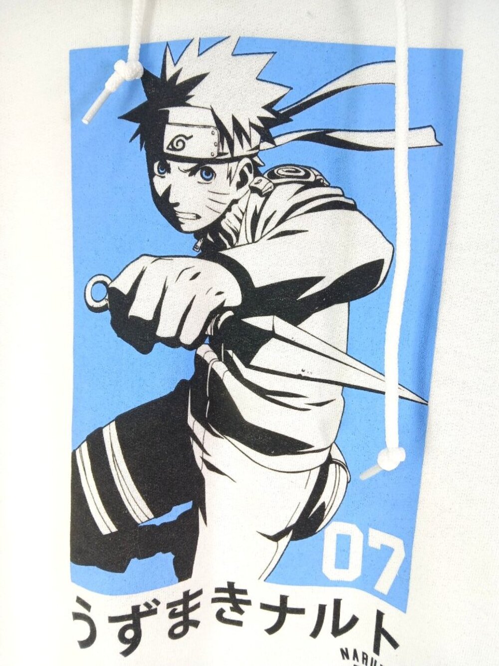 Naruto Shippuden White Hoodie Blue Graphic Size L Naruto Uzumaki Anime Streetwea - Picture 4 of 10